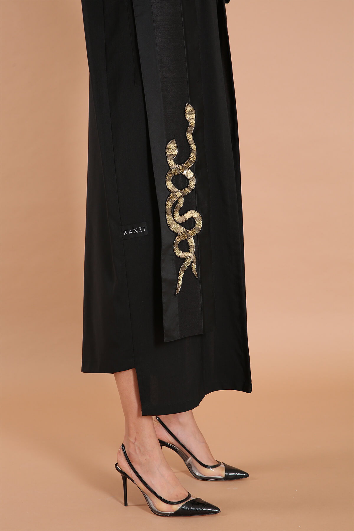 Snake Motif Embellished Abaya