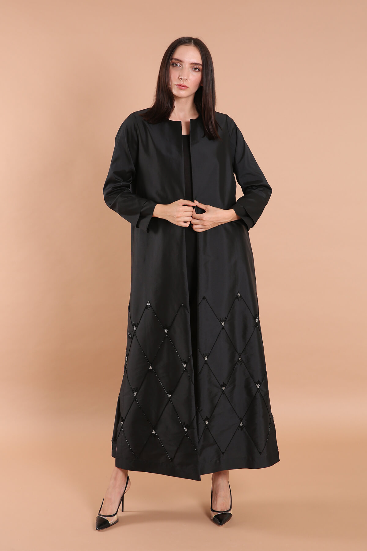 Embellished Taffeta Abaya