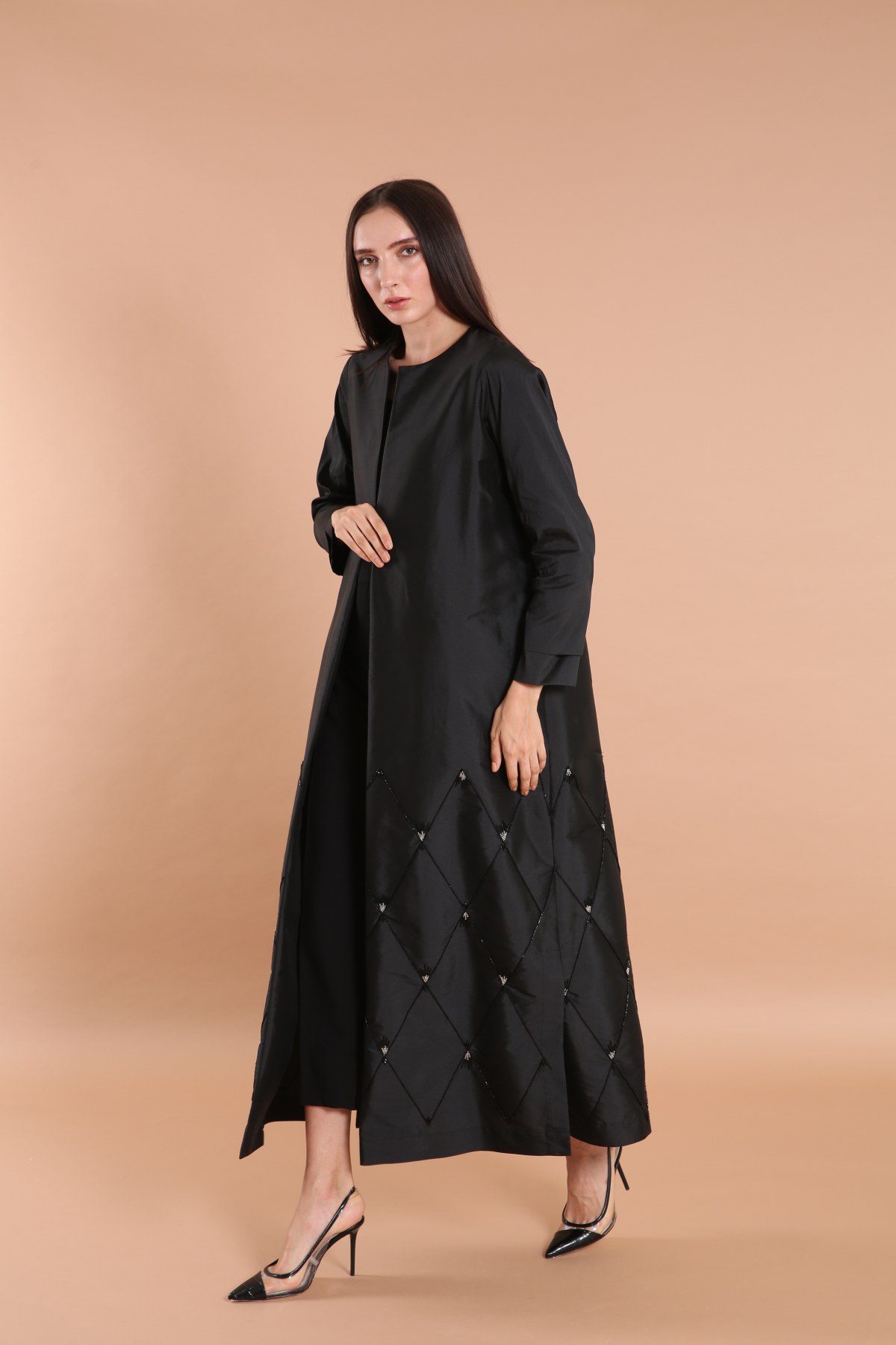 Embellished Taffeta Abaya
