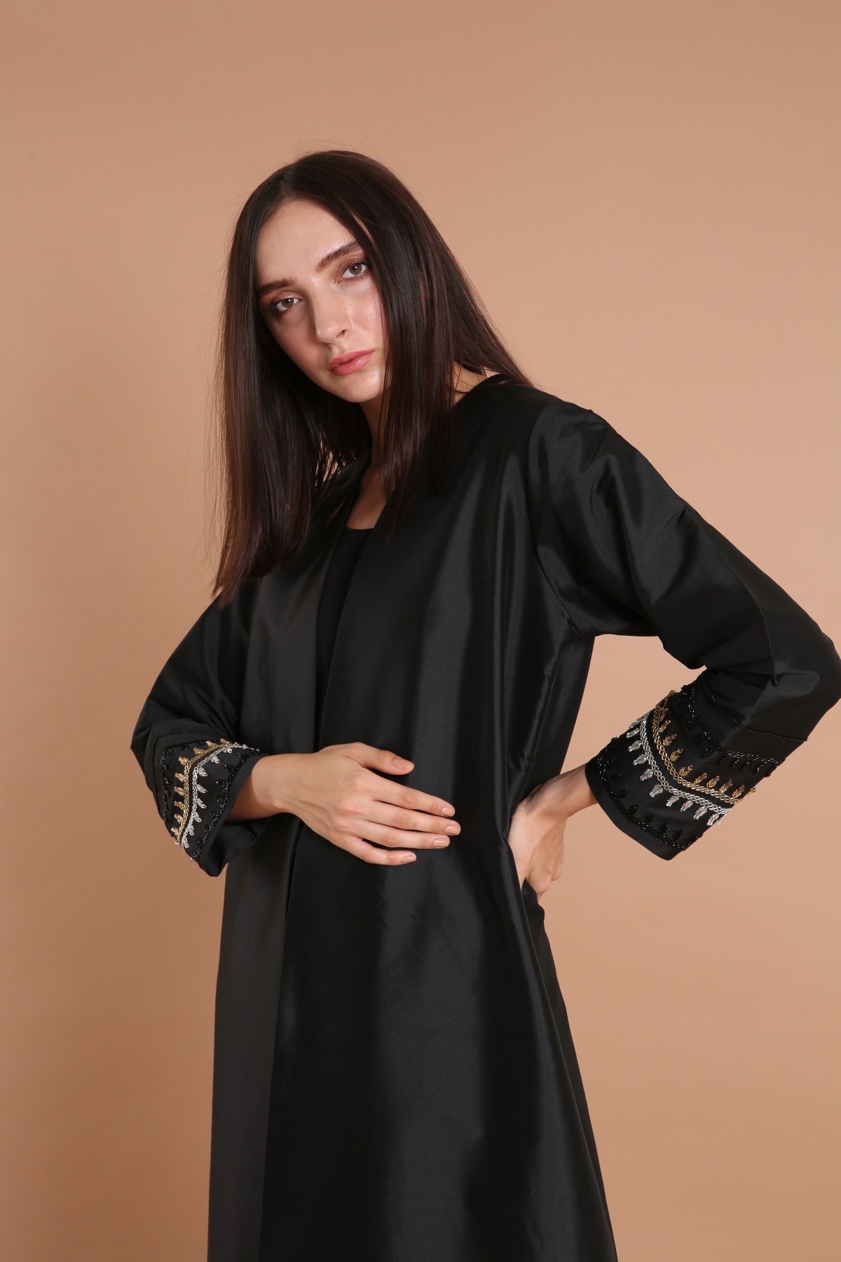 Embellished Taffeta Abaya