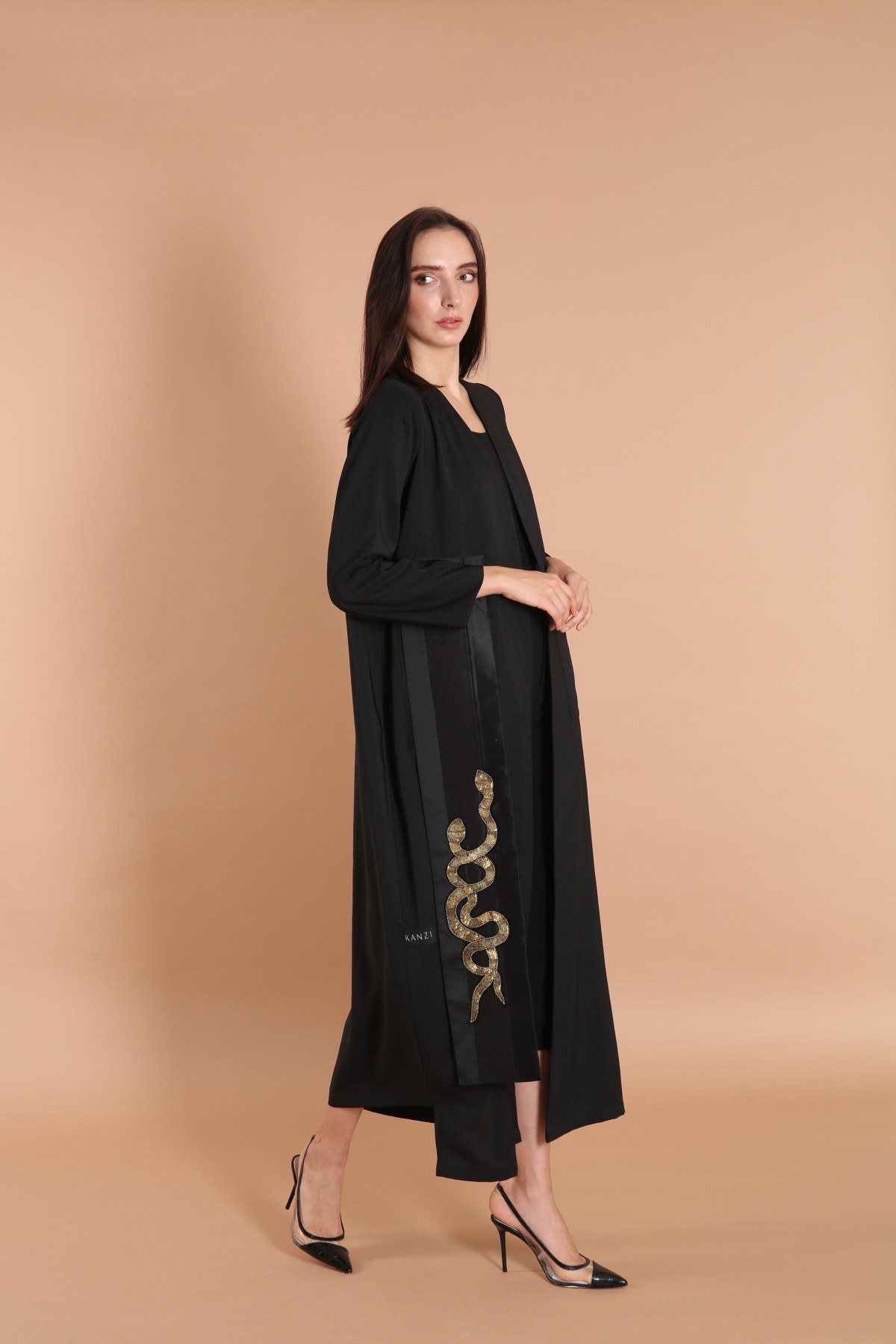 Snake Motif Embellished Abaya
