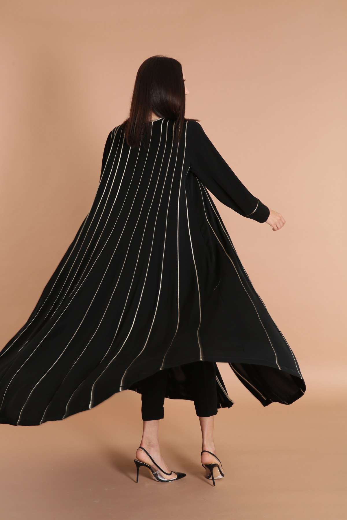 Contrast Piping A-Line Abaya
