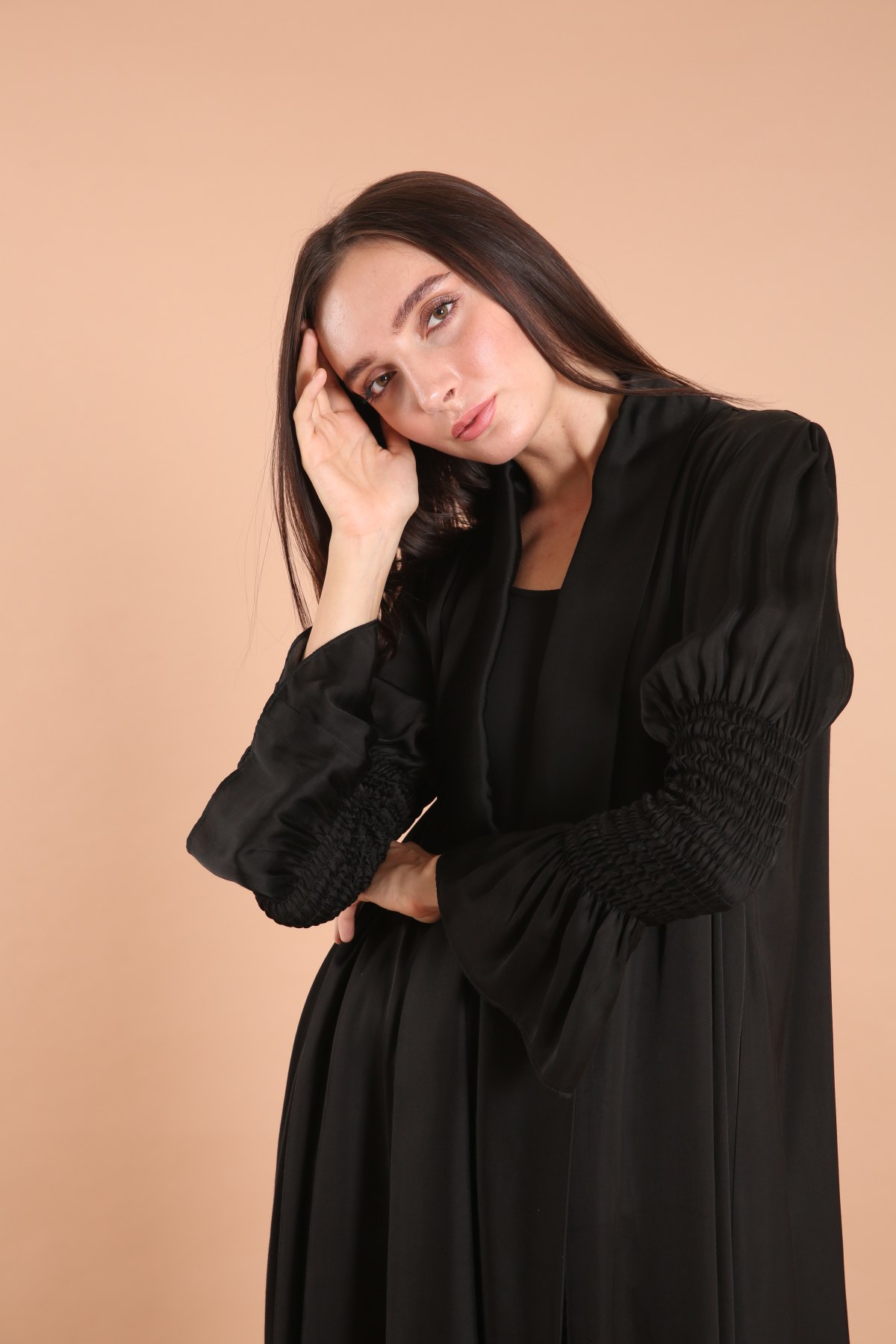 Elasticized Sleeve Casual Abaya