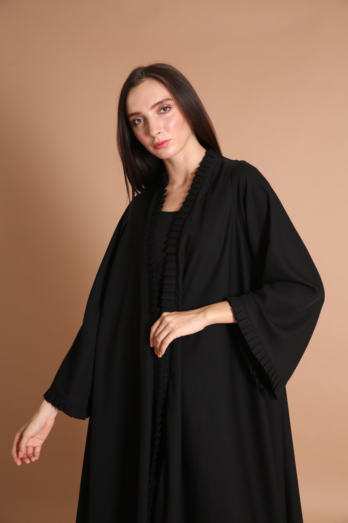 Pleated Borders Cloche Cut Abaya