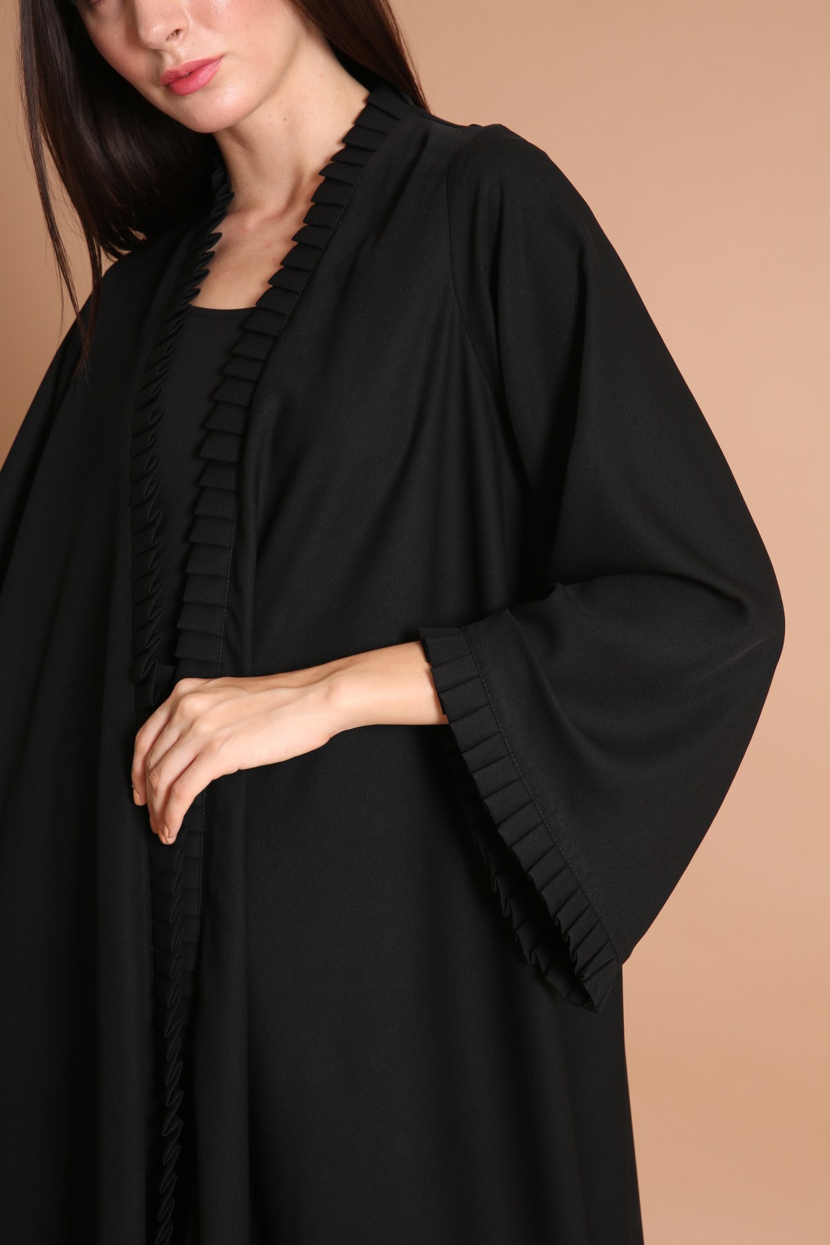 Pleated Borders Cloche Cut Abaya