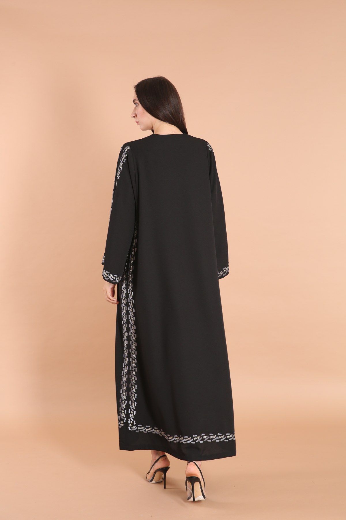 Gray Embellished Classic Abaya