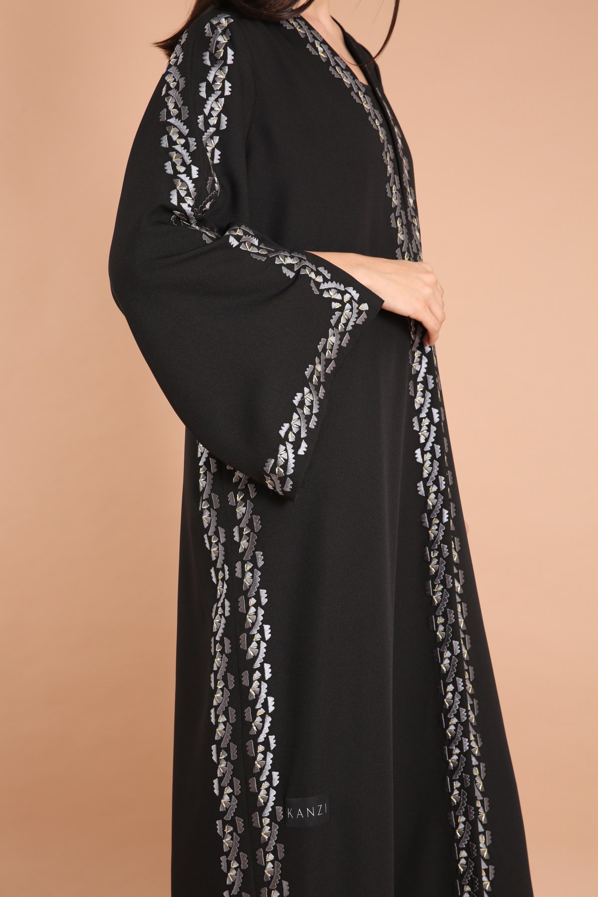 Gray Embellished Classic Abaya