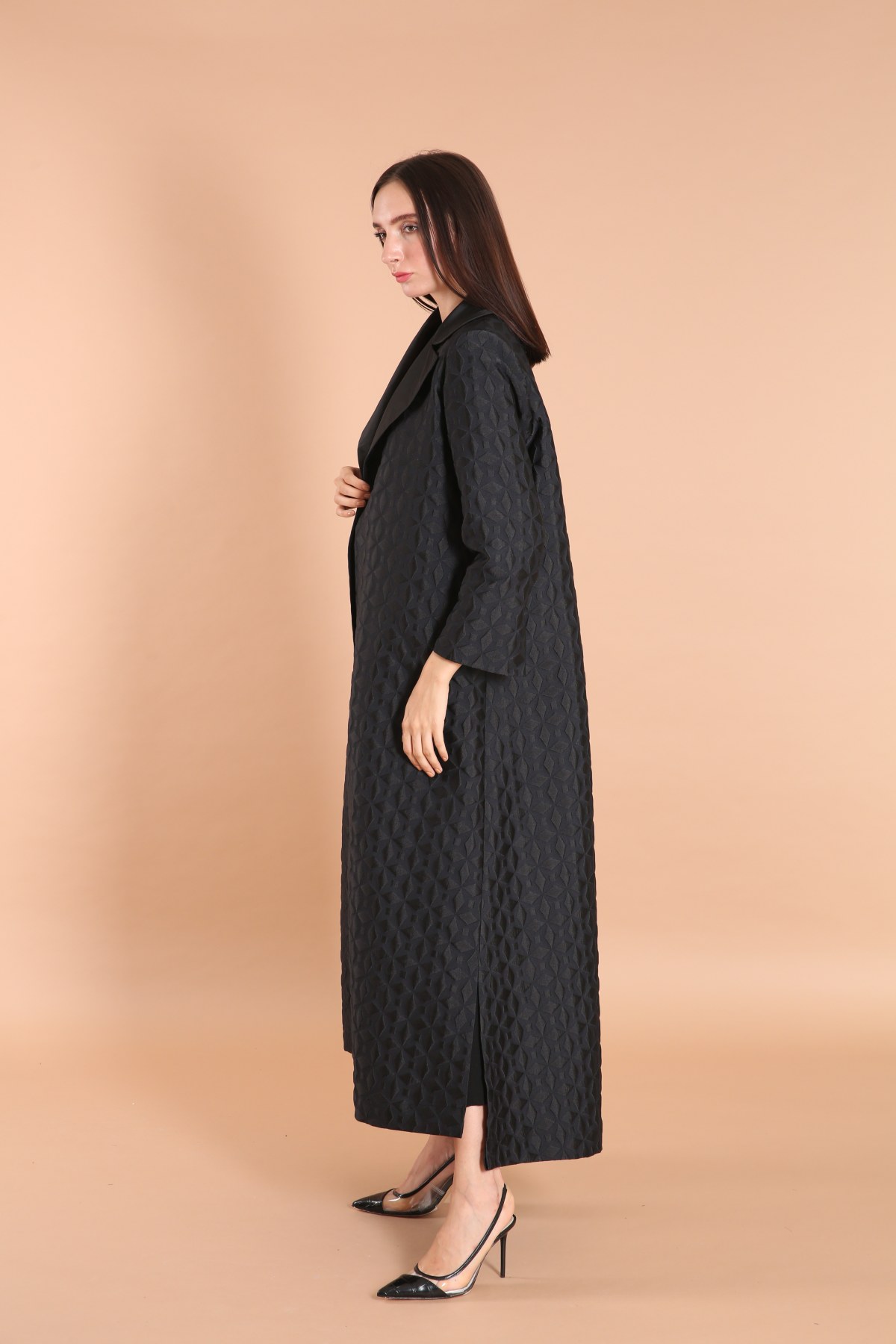 Limited Fabric with Taffeta Collar Abaya