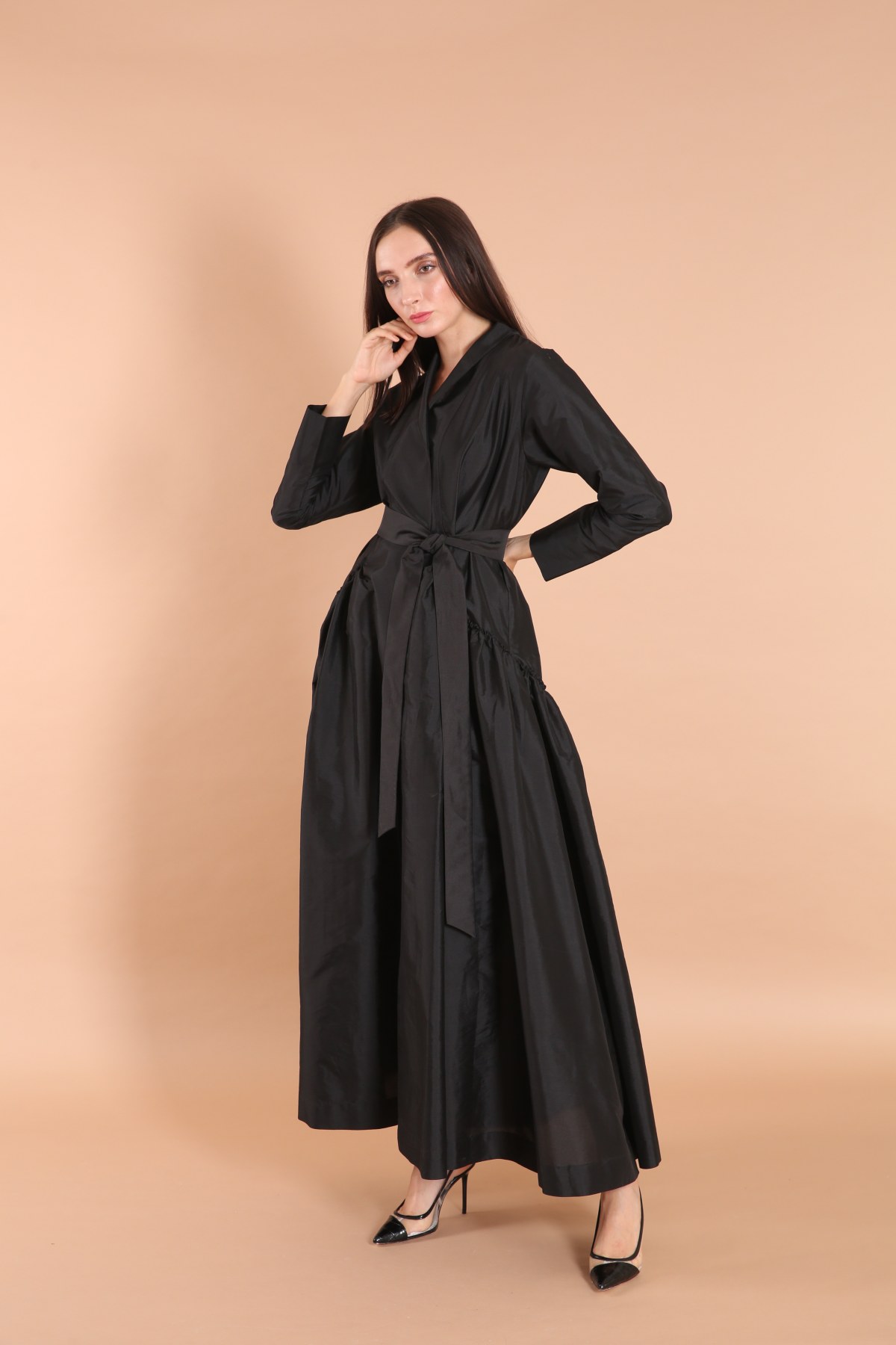 Taffeta Shirred Abaya