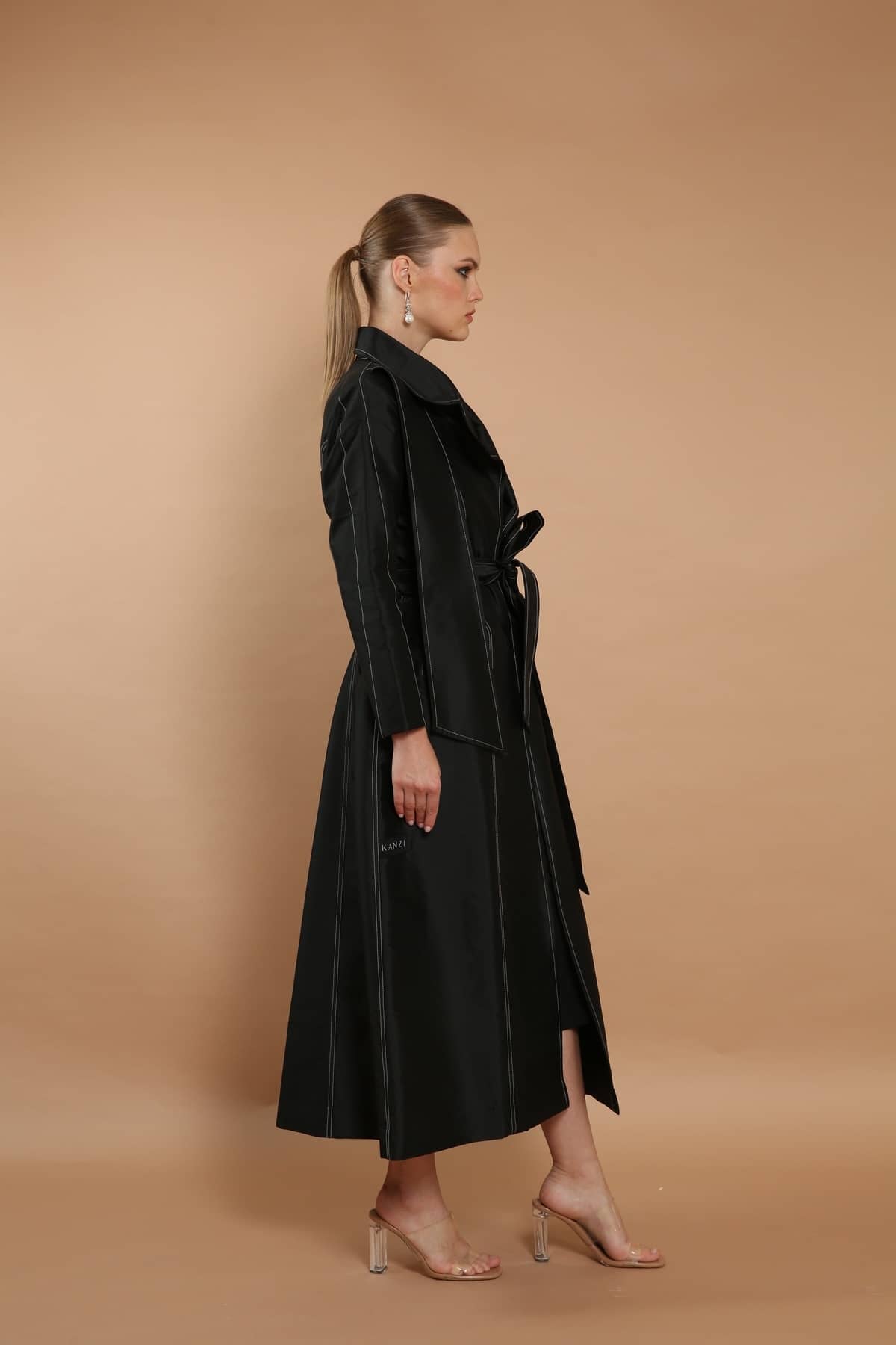 Tafeta Coat Abaya With Belt
