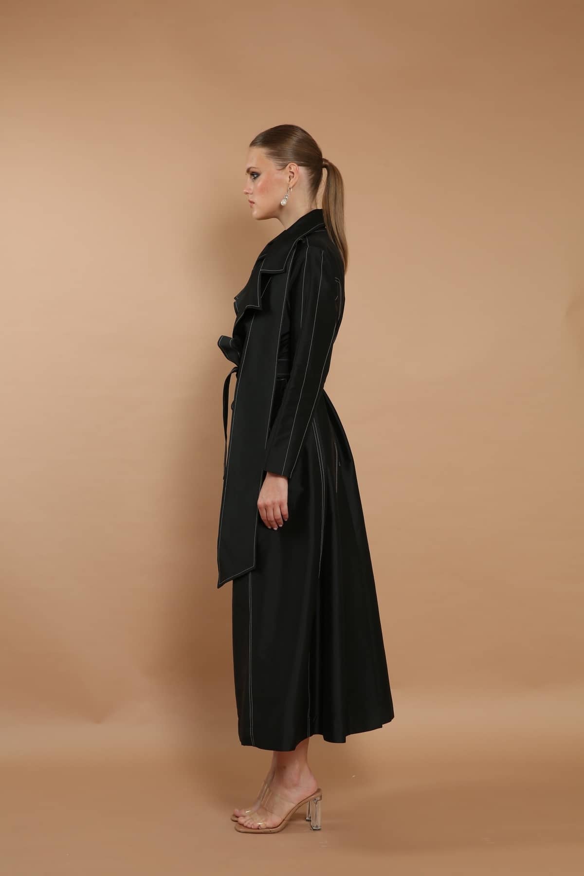 Tafeta Coat Abaya With Belt