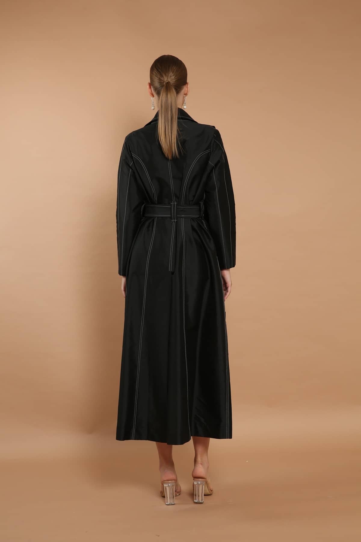 Tafeta Coat Abaya With Belt