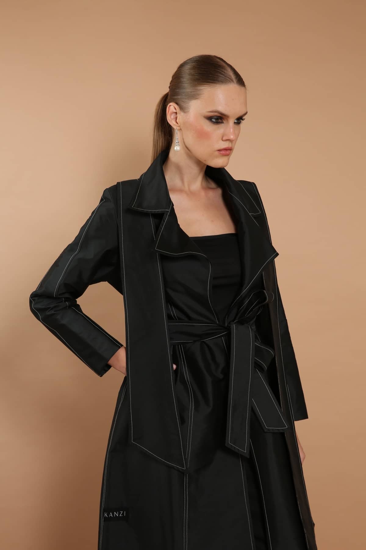Tafeta Coat Abaya With Belt