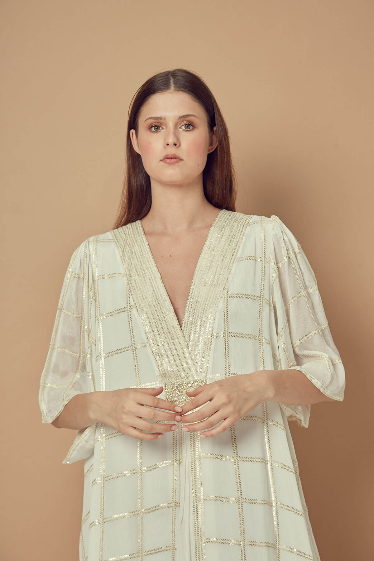 Embroidered Chiffon Kaftan