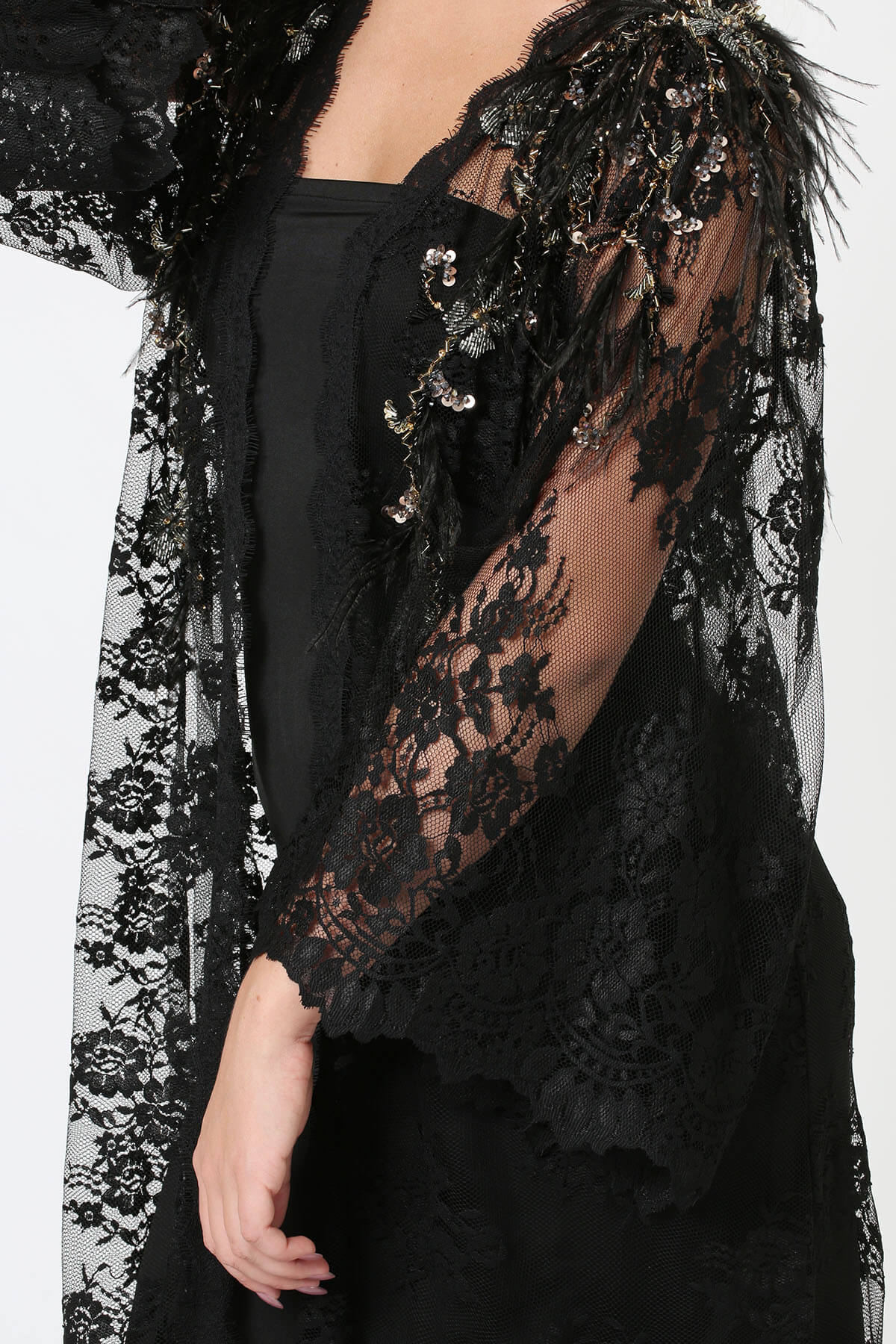Embellished Lace Evening Abaya