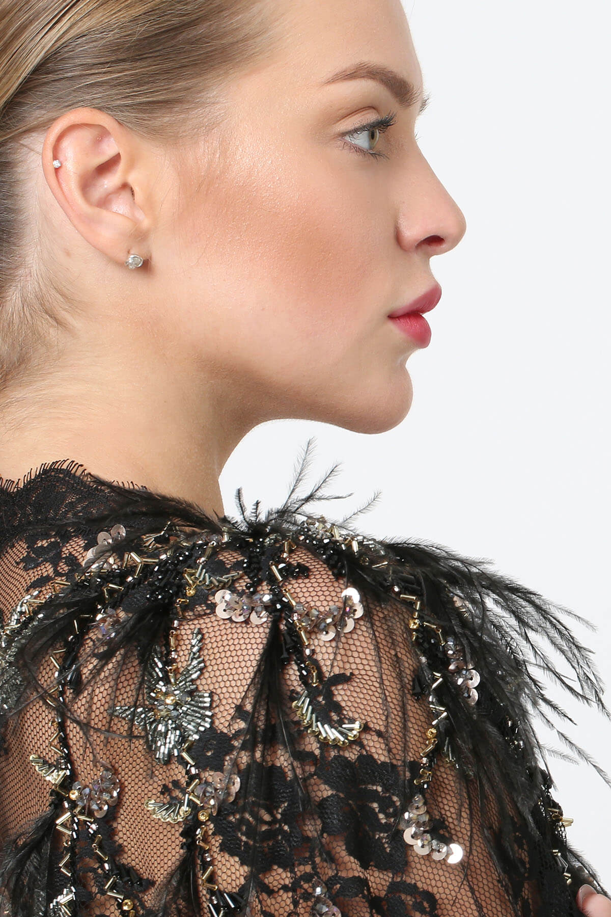 Embellished Lace Evening Abaya